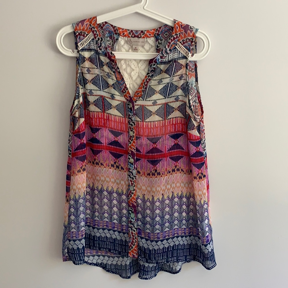Multi-Colored Sheer Tank with Lace Back